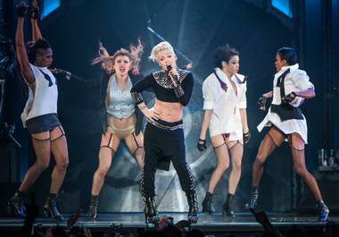 Pink performs at Mandalay Bay Events Center as part of her “The Truth About Love Tour” on Friday, Feb. 15, 2013.